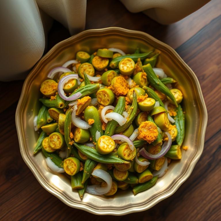 Dharosh Bhaji (Okra Stir-fry) by Amina's Kitchen