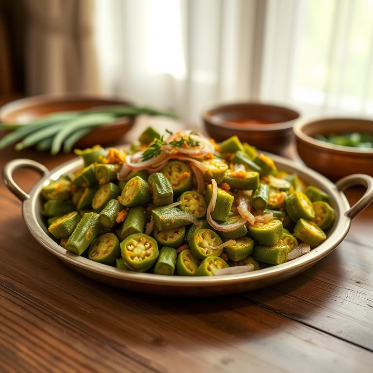 Dharosh Bhaji (Okra Stir-fry) by Amina's Kitchen