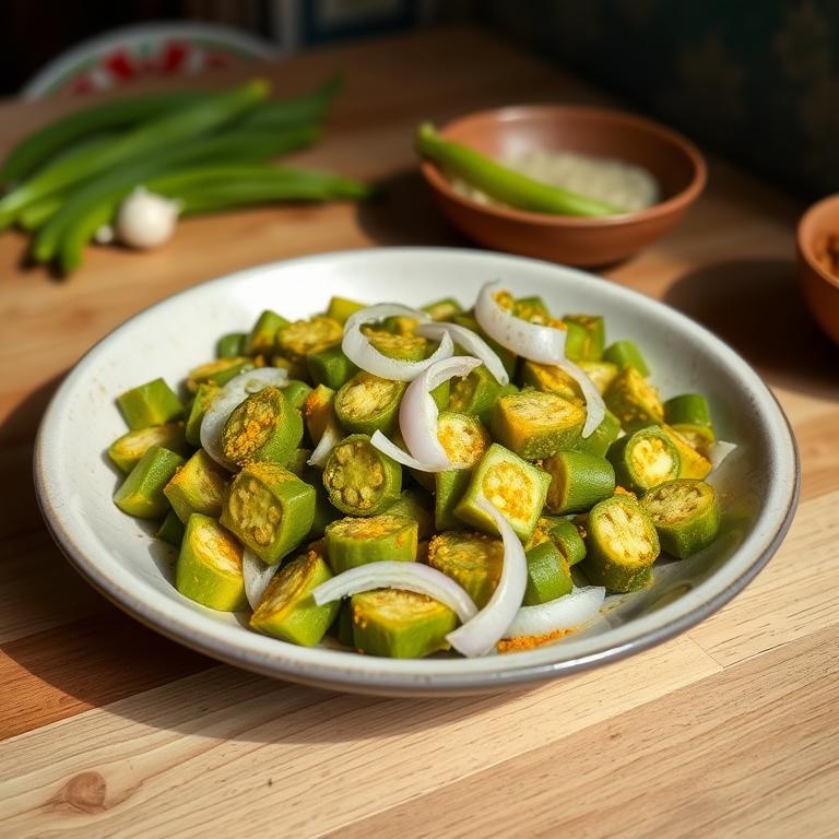 Dharosh Bhaji (Okra Stir-fry) by Jahanara's Sylheti Kitchen