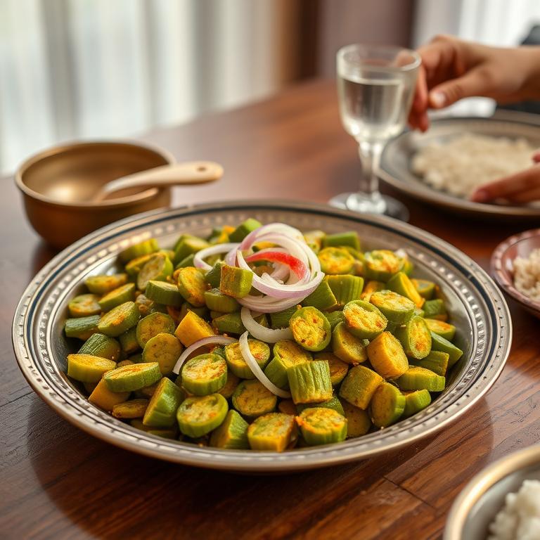 Dharosh Bhaji (Okra Stir-fry) by Amina's Kitchen