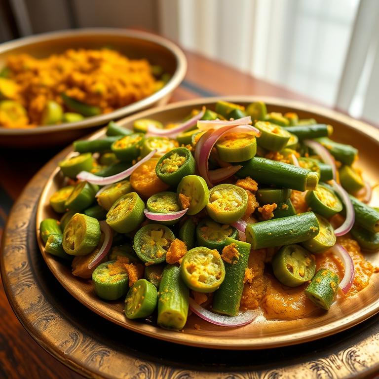 Dharosh Bhaji (Okra Stir-fry) by Amina's Kitchen