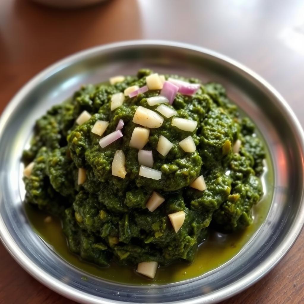 Puishak Bharta (Malabar Spinach Mash)